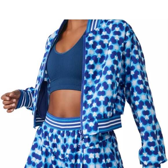 FP Movement Top Seed Lightweight Tennis Jacket NWT Free People Blue Print - Picture 2 of 15